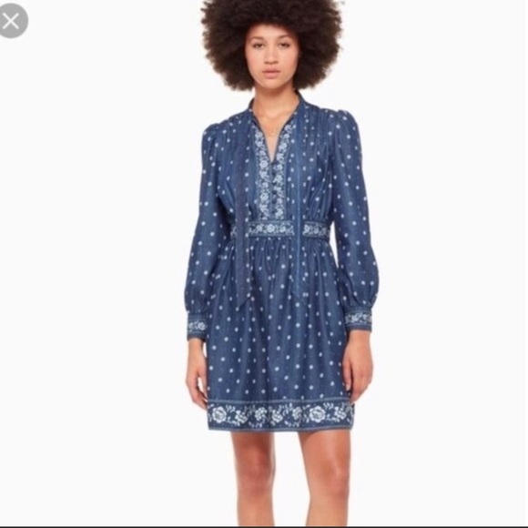 Kate Spade Bandana Denim Dress Size 0 - Picture 1 of 5